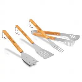 BBQ Kit accessoires - Acier inoxydable Comprend une pince, une fourchette, une spatule et une brosse de nettoyage