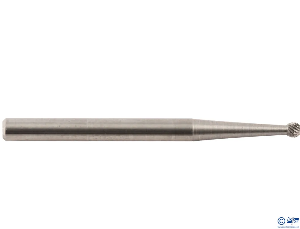 Frässtift aus Hartmetall, Kugel, Ø 2 mm, S.-Ø 3 mm, GL 38 mm, Ultrafeinverzahnung, Ausf. VHM